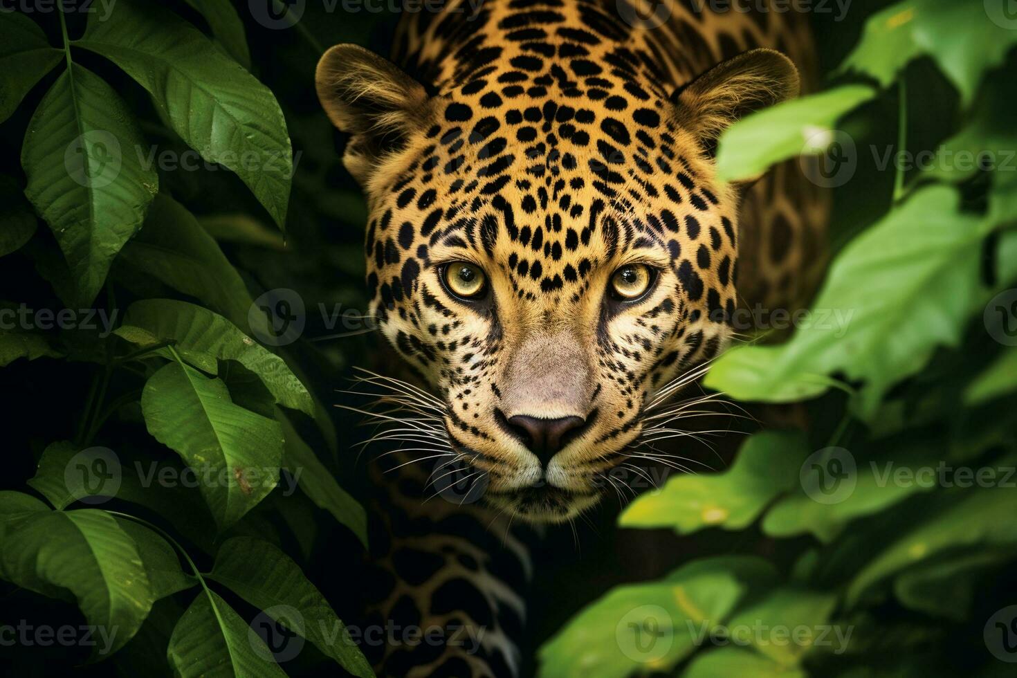 AI generated Lone leopard walking and hunting in nature during daytime photo