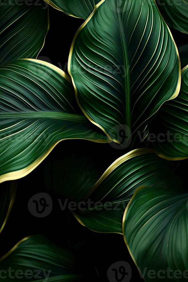 ai generado verde hojas de tropical plantas arbusto foto
