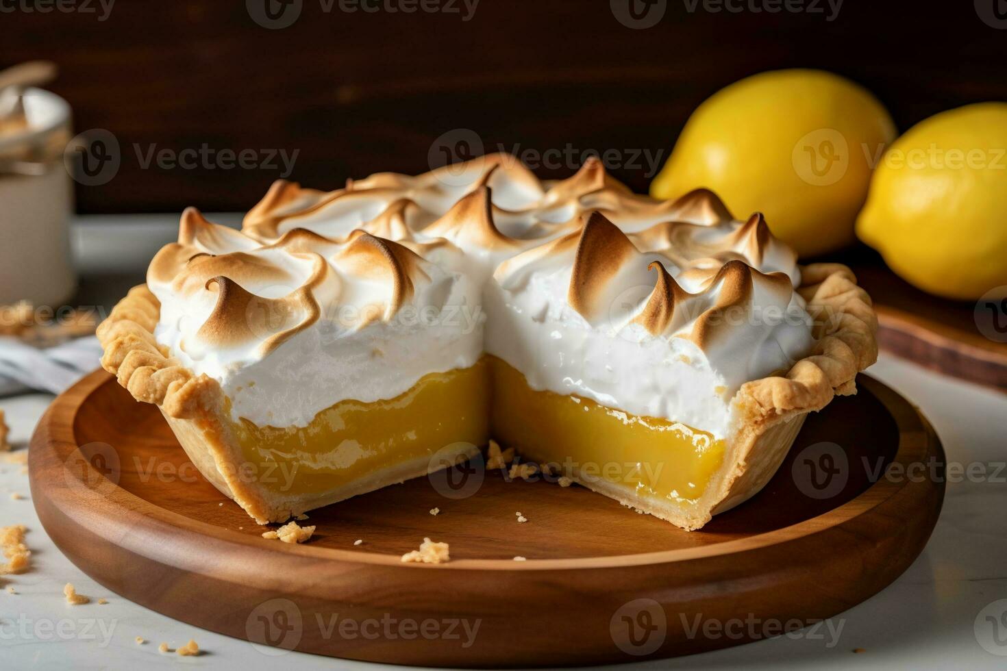 AI generated A lemon meringue pie with strawberries photo