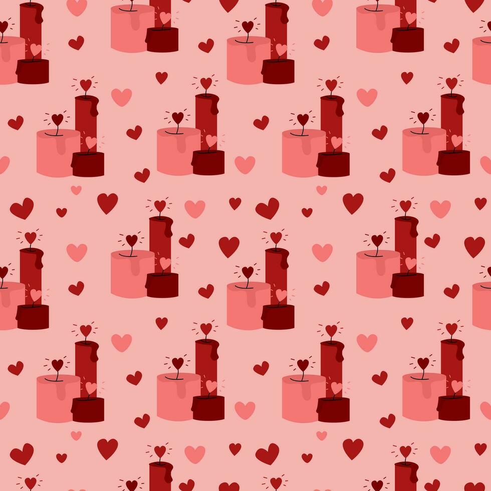 sin costura modelo San Valentín día corazones, regalos, velas vector ilustración