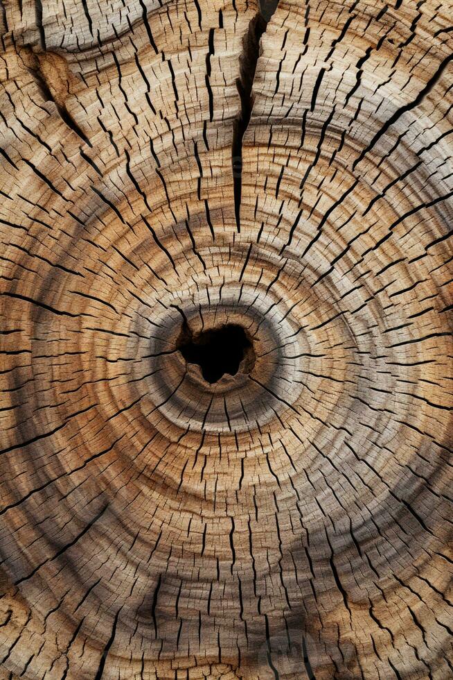 AI generated Wood larch texture of cut tree trunk photo