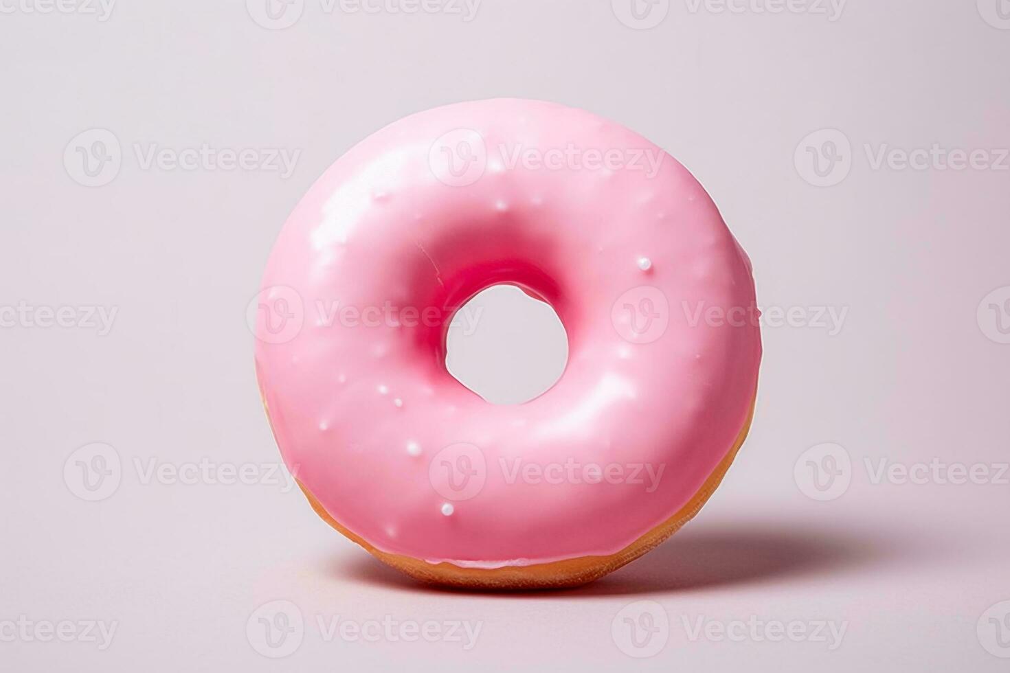 AI generated Sweet strawberry glazed donuts with sprinkles on white background photo