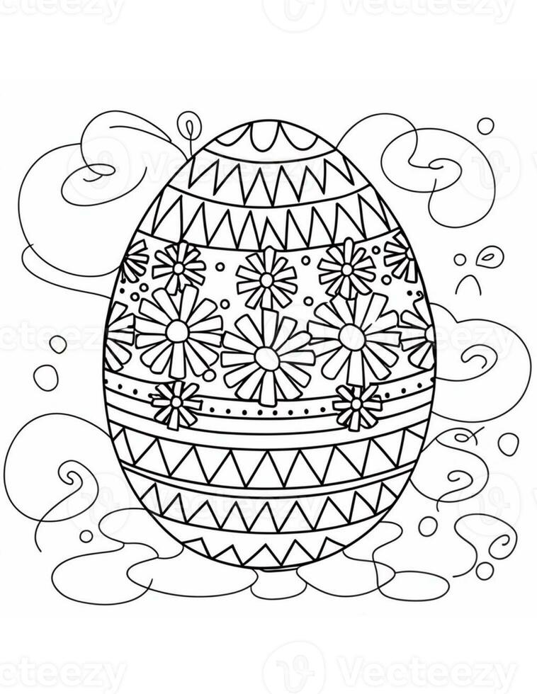 AI generated large easter egg coloring page for children for easter photo