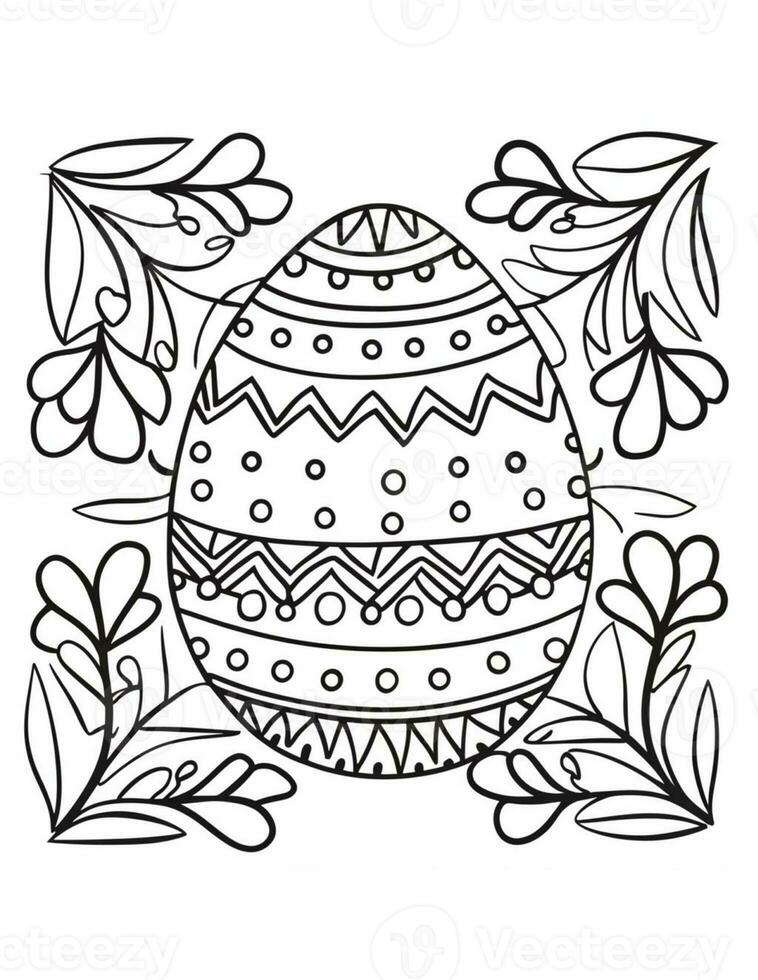 AI generated large easter egg coloring page for children for easter photo