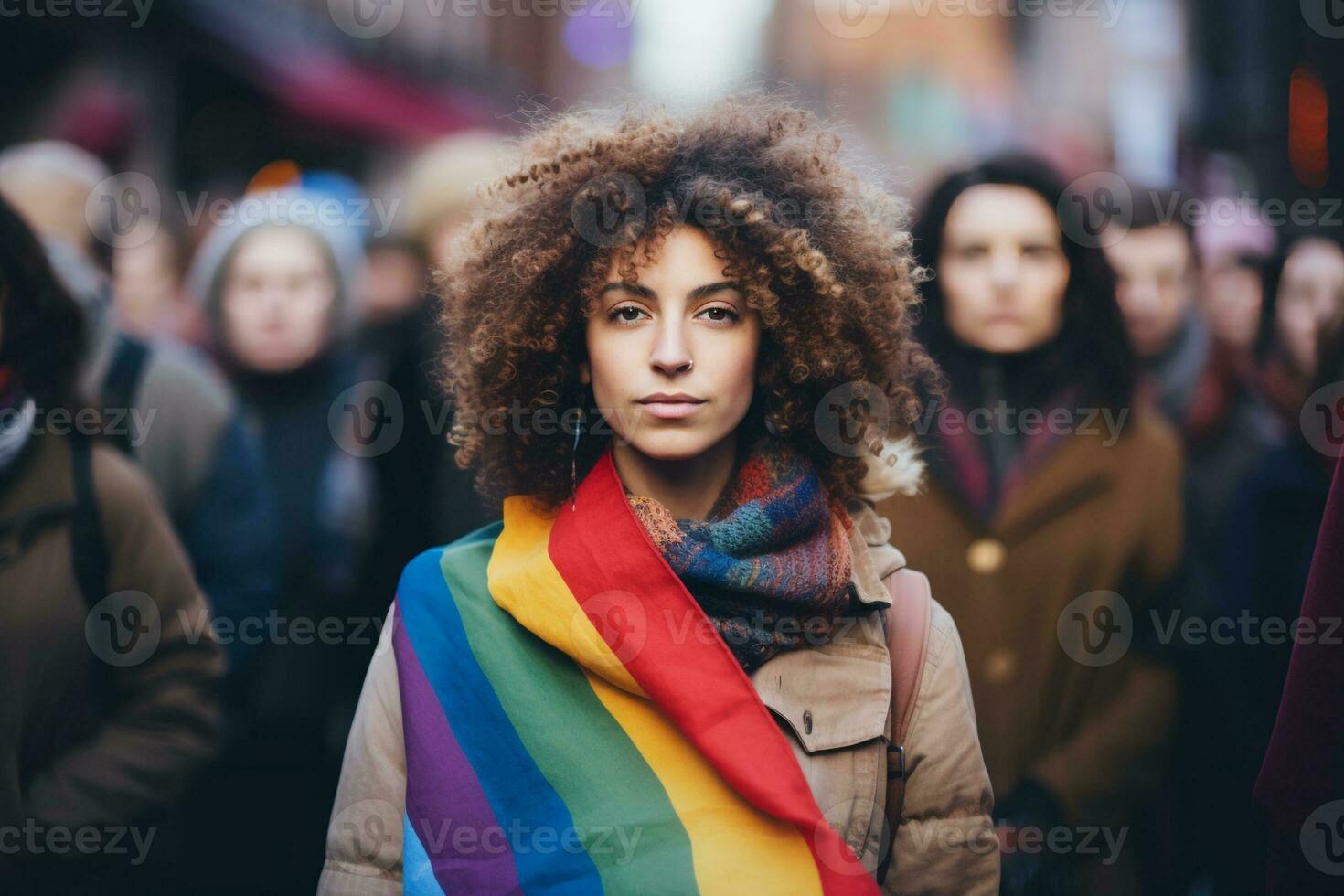 AI generated Gorgeous and beautiful person enjoying the pride festival photo