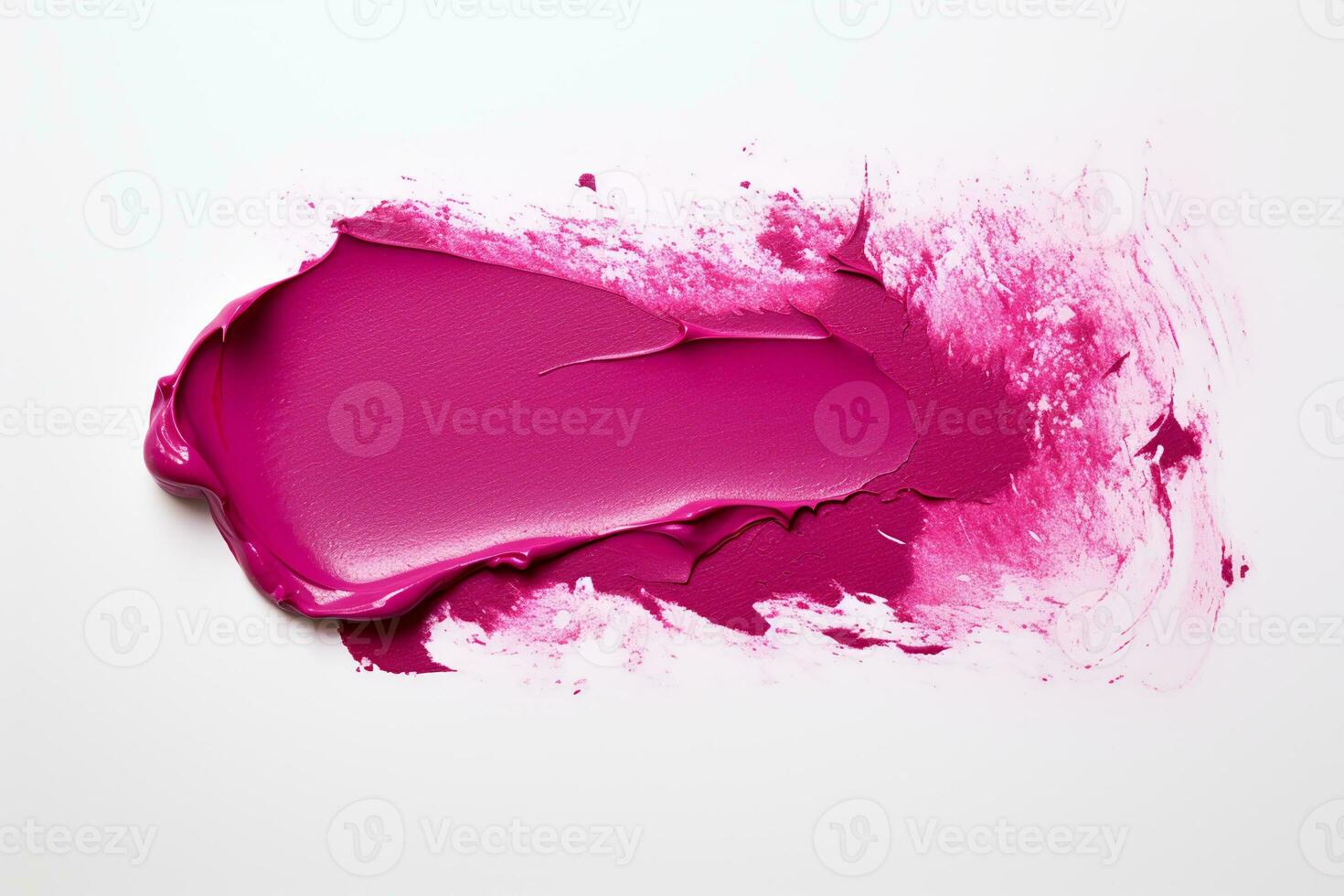 AI generated Classic Purple lipstick smear smudge isolated on white background. photo