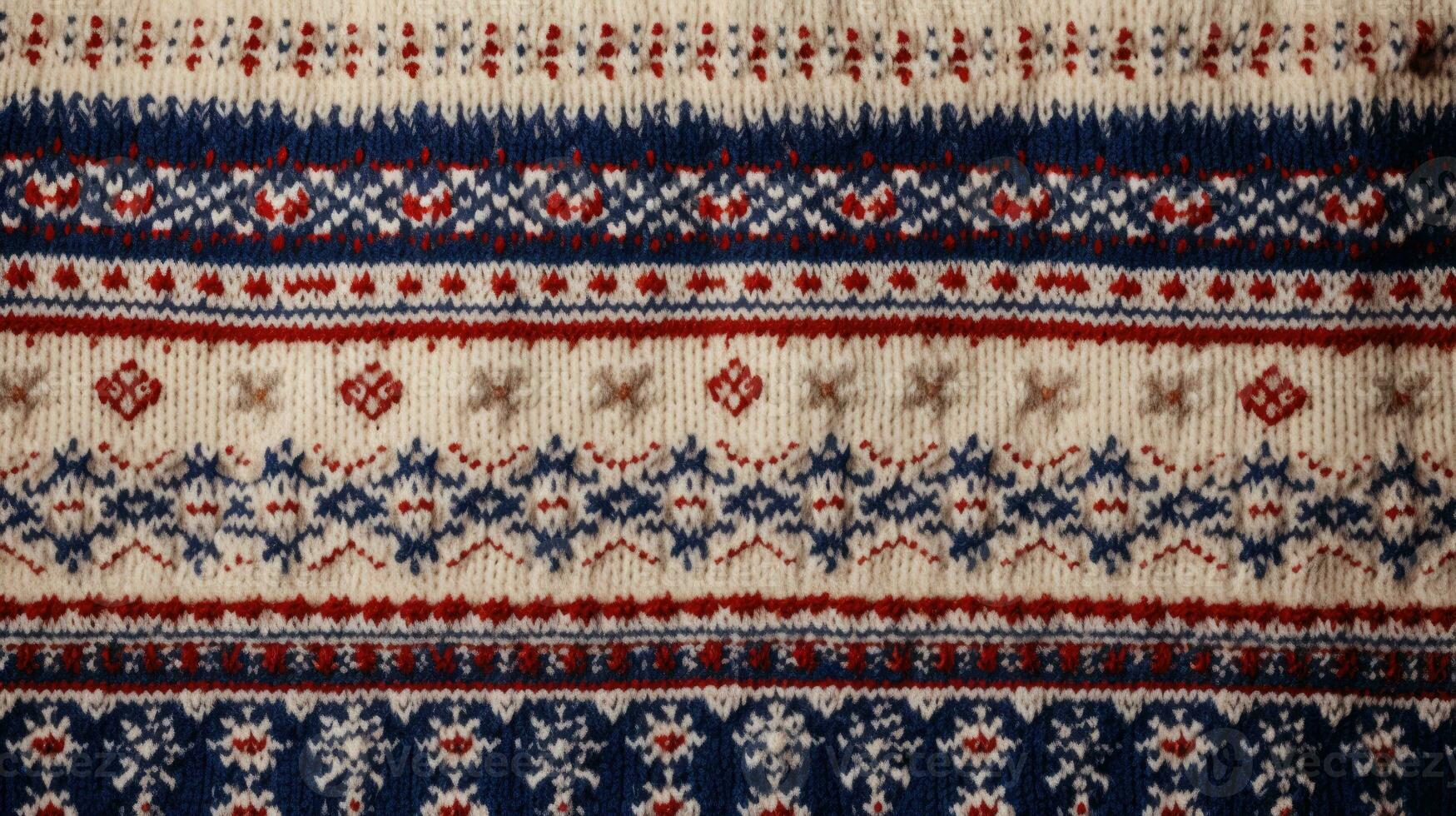 AI generated Fair Isle wool pattern fabric, ai photo