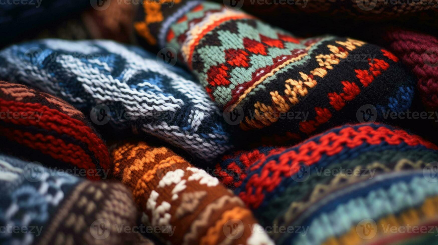 AI generated Fair Isle wool pattern fabric, ai photo