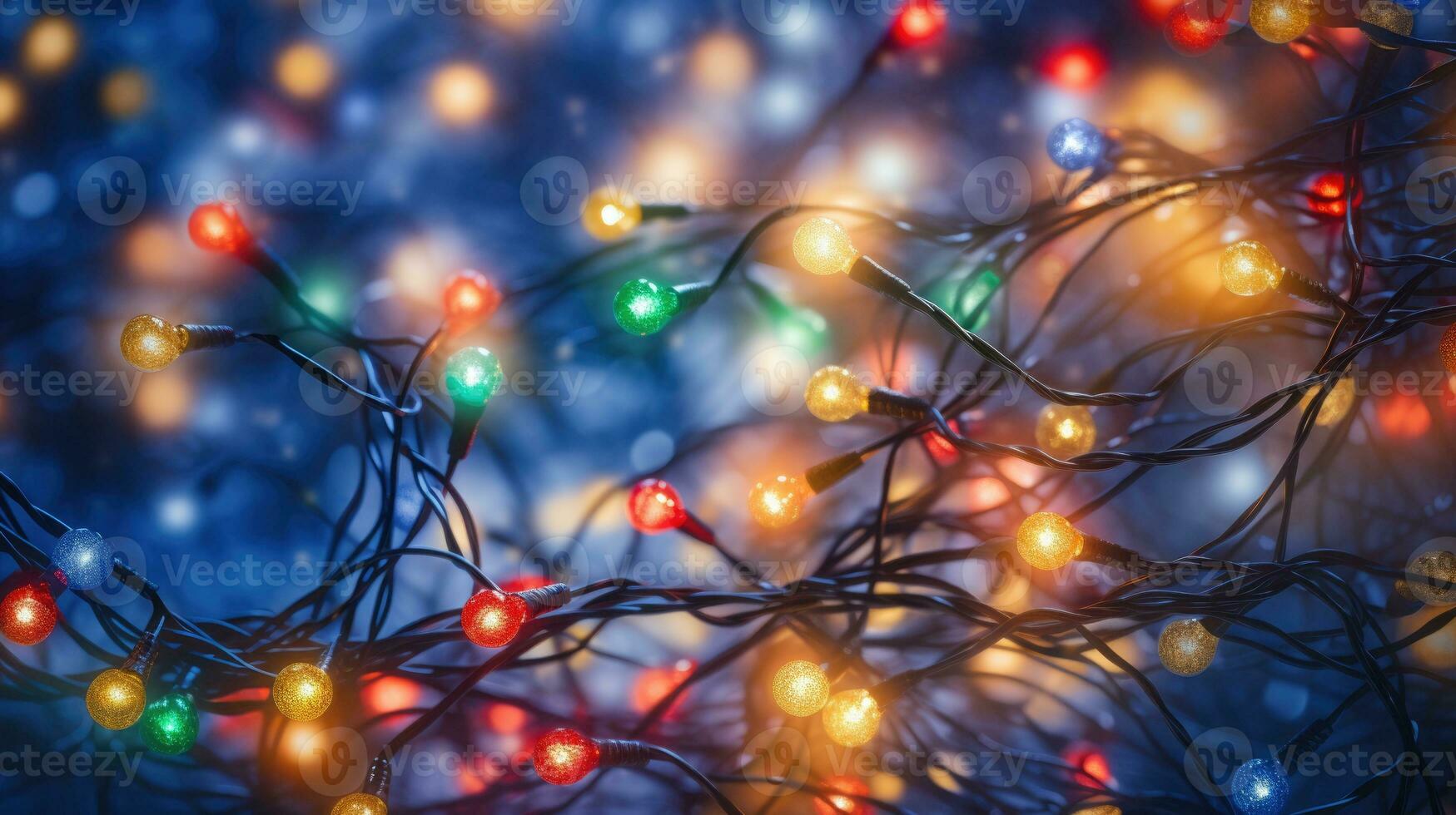 AI generated christmas lights glowing holiday celebration photo