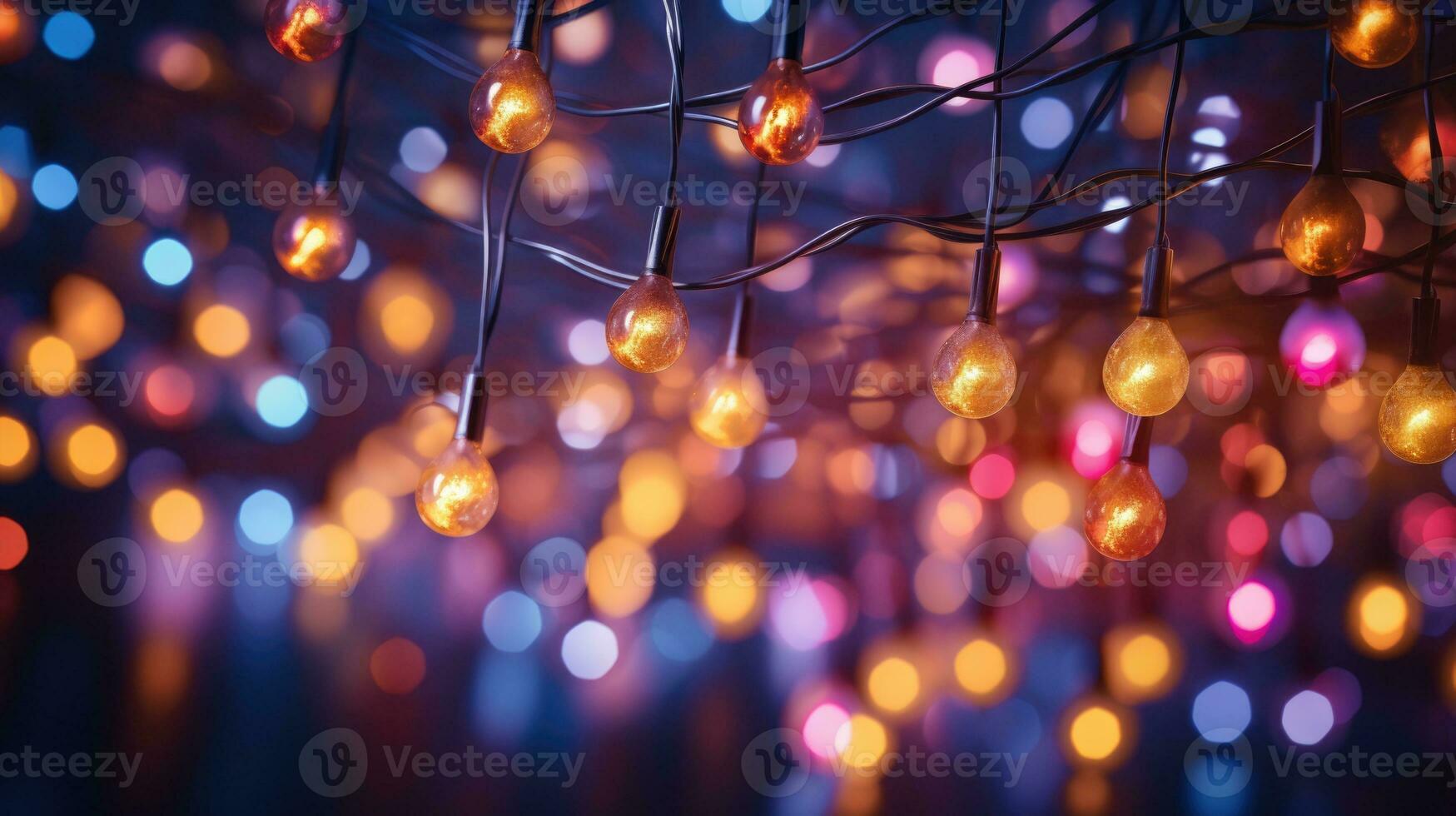 AI generated christmas lights glowing holiday celebration photo