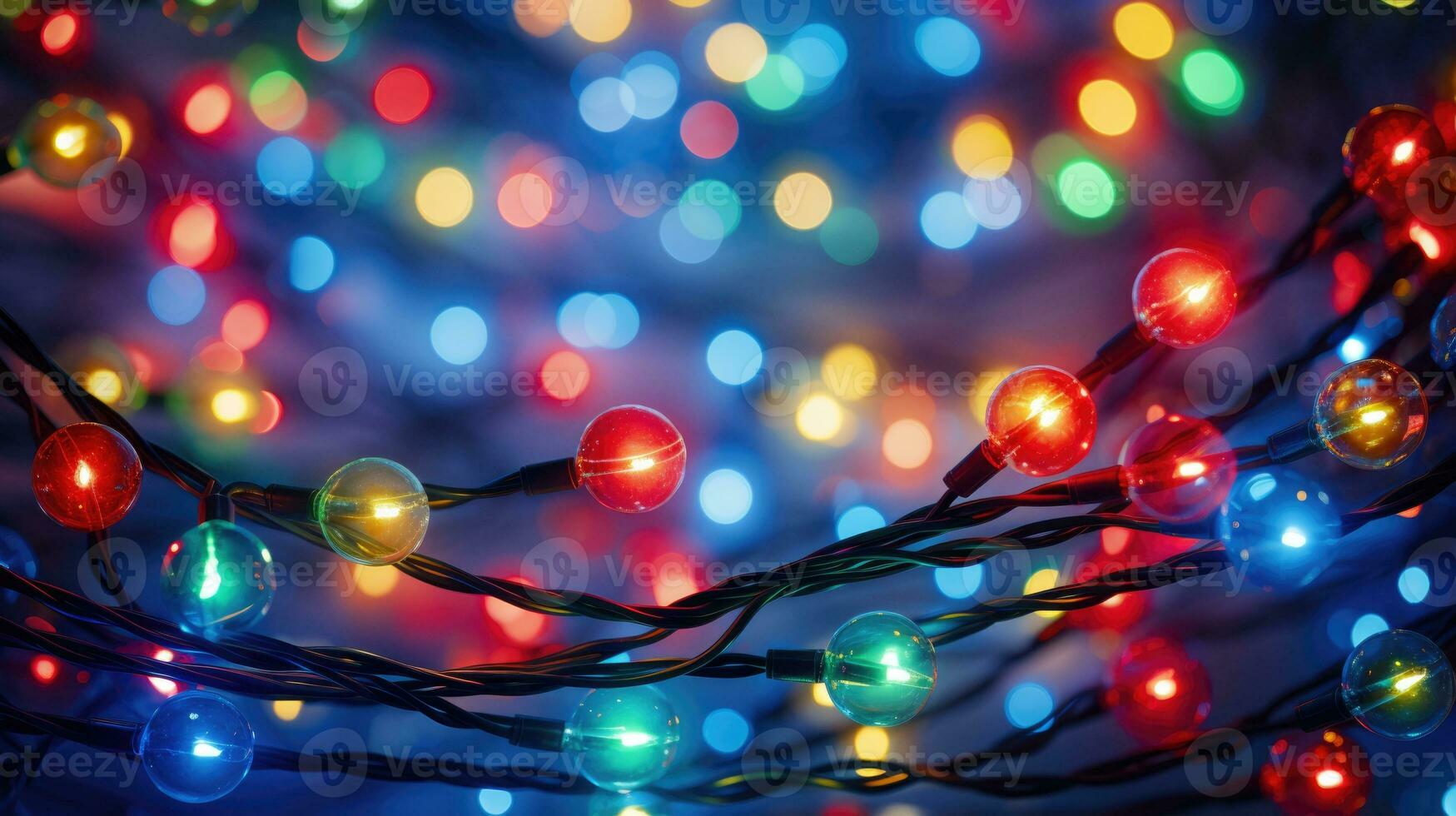AI generated christmas lights glowing holiday celebration photo
