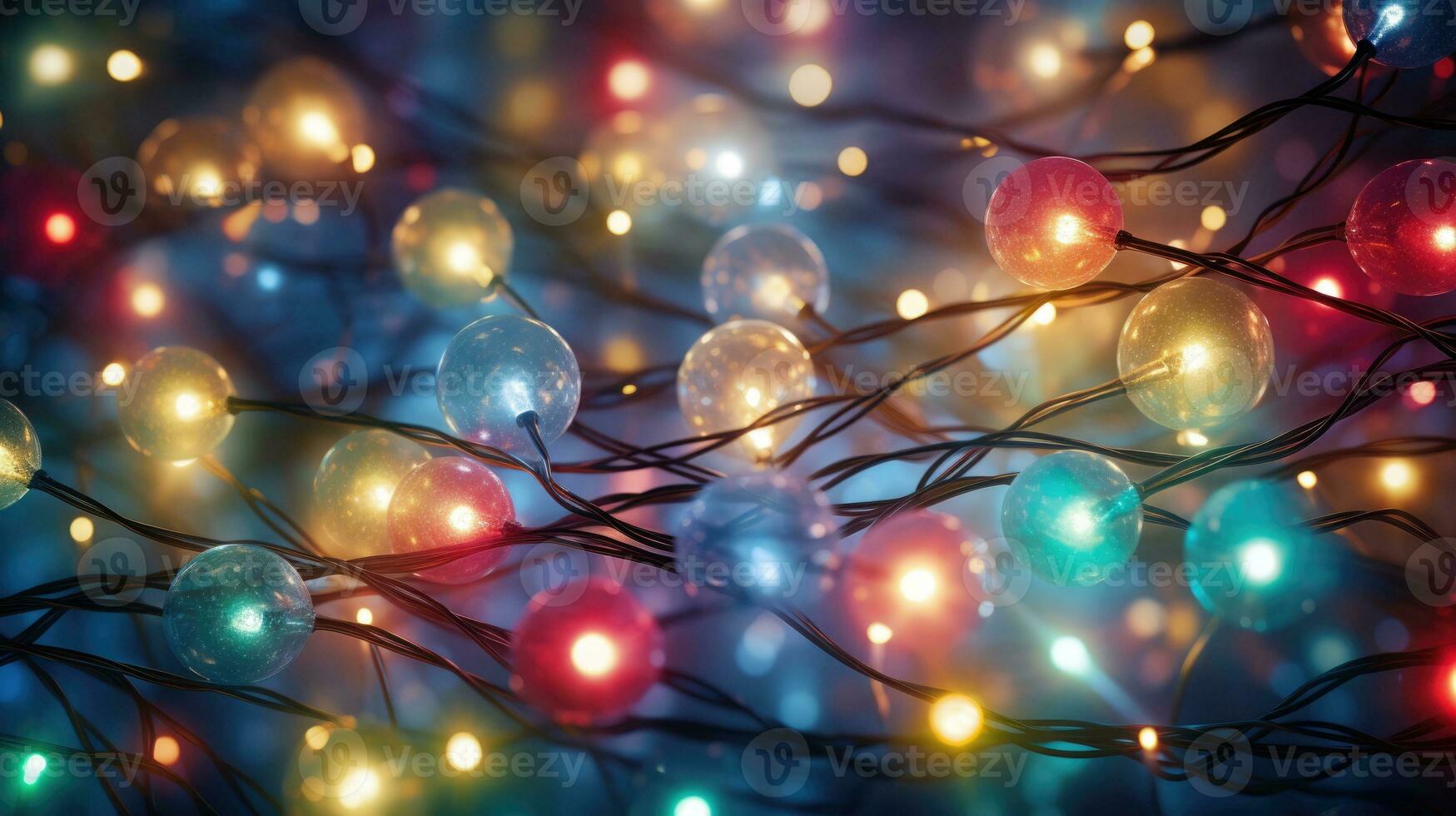 AI generated christmas lights glowing holiday celebration photo