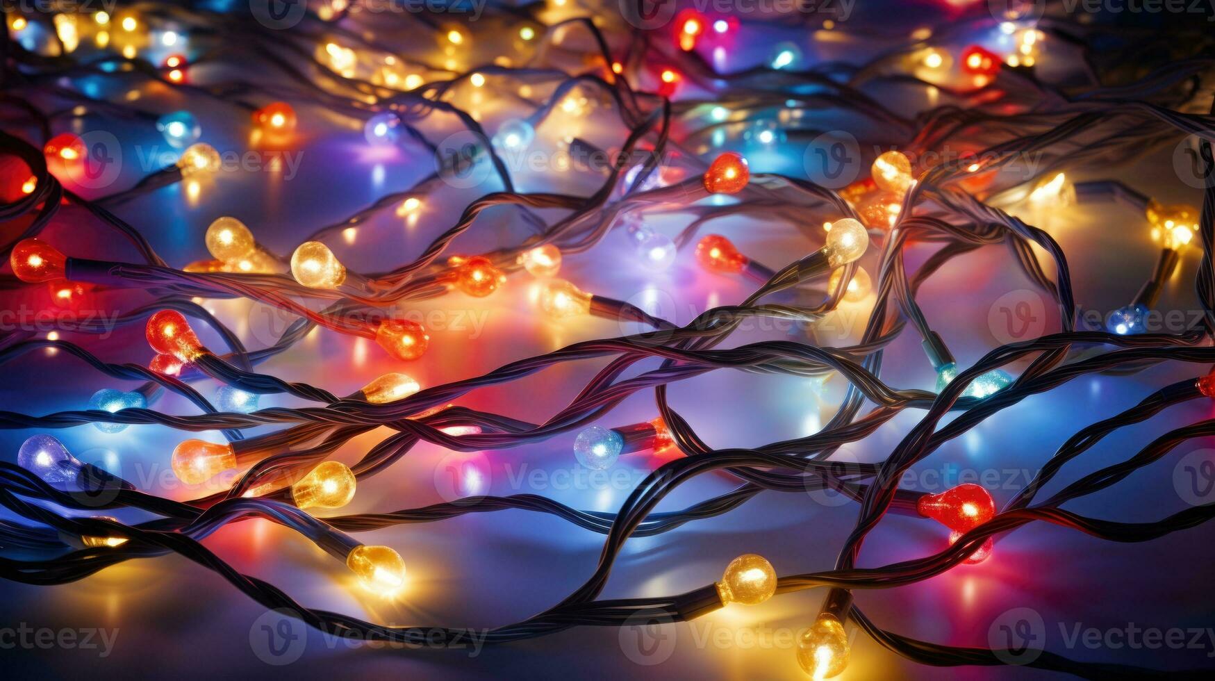 AI generated christmas lights glowing holiday celebration photo