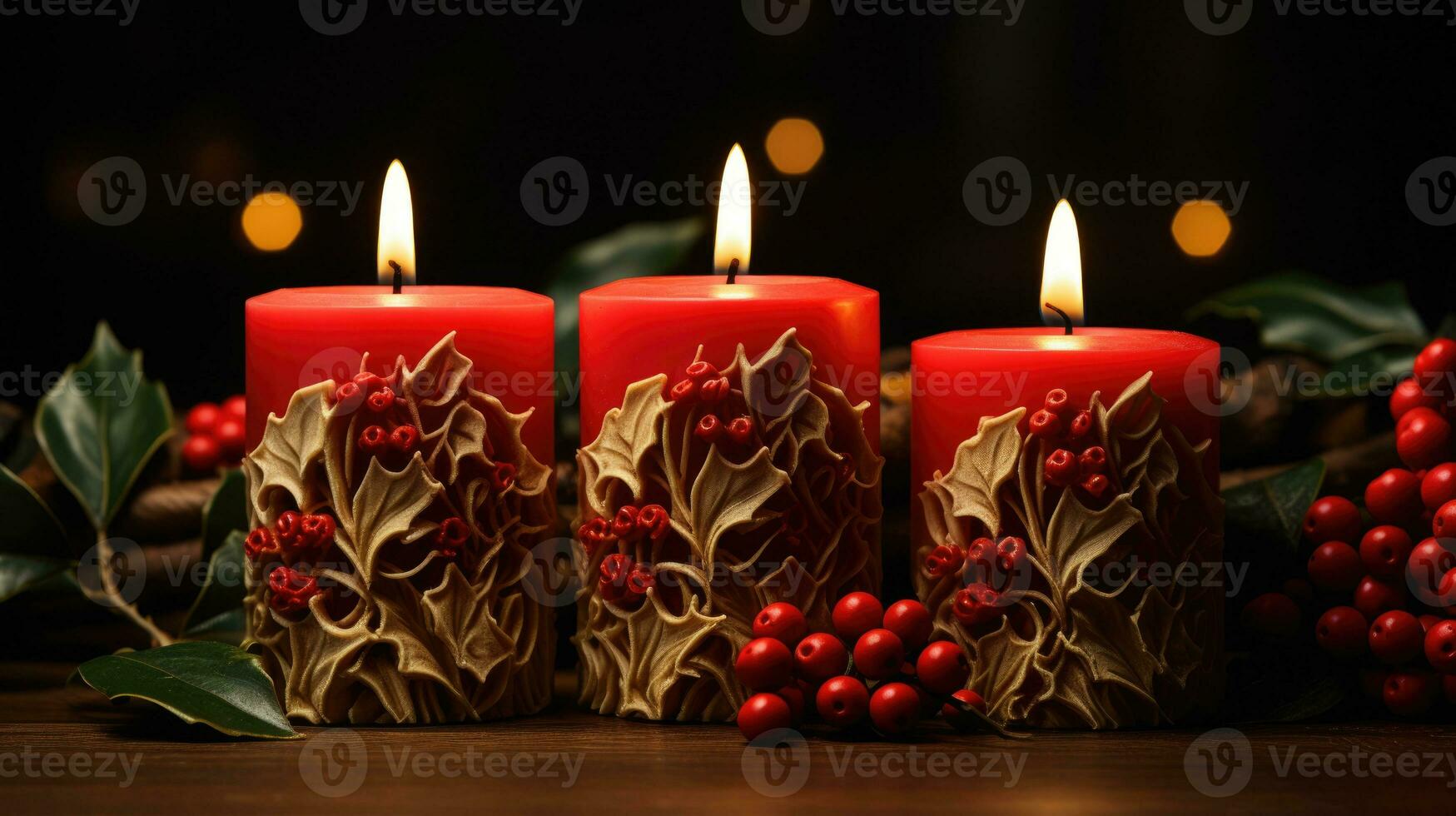 AI generated christmas candle xmas candles decoration, ai photo