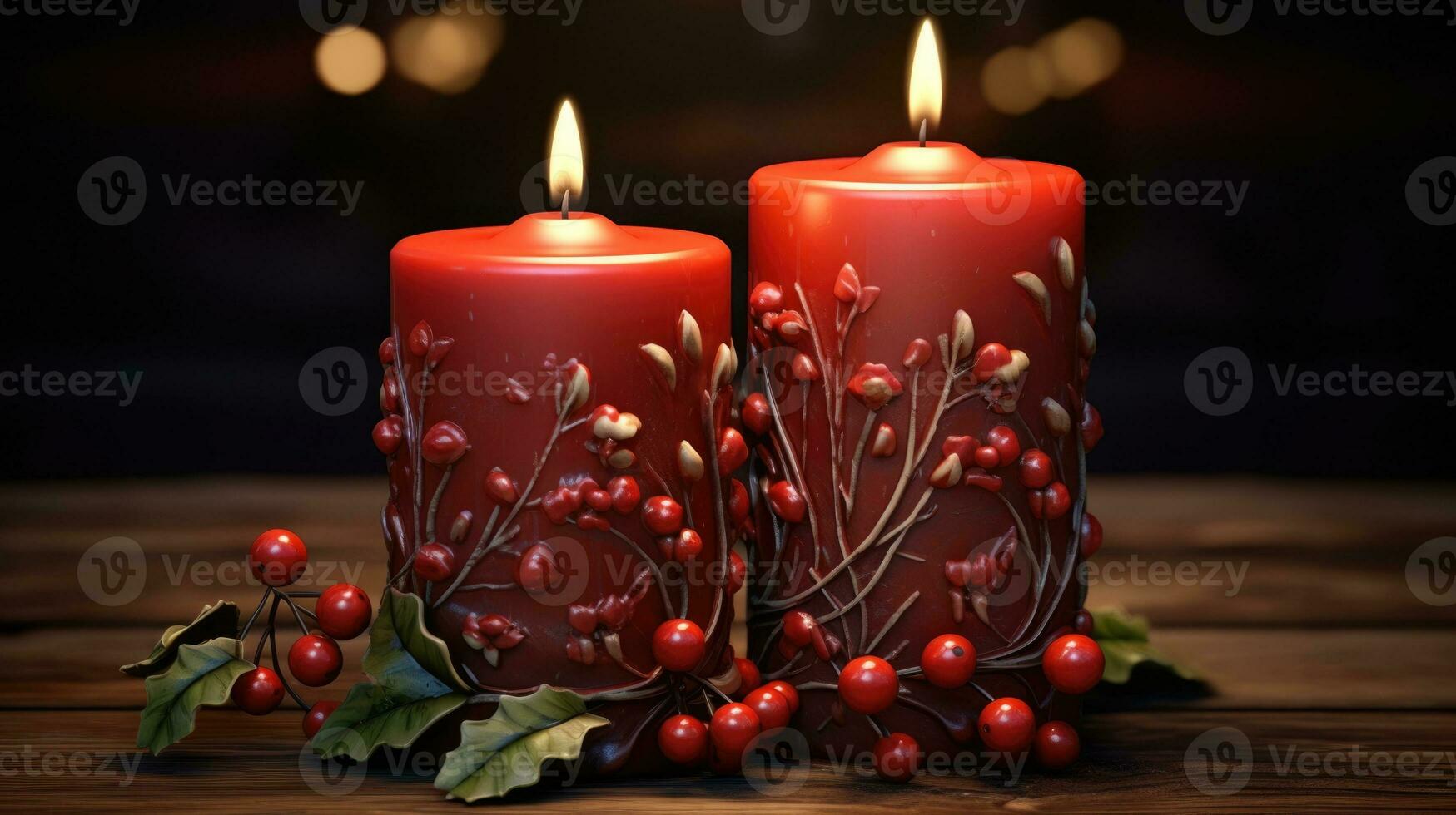 AI generated christmas candle xmas candles decoration, ai photo