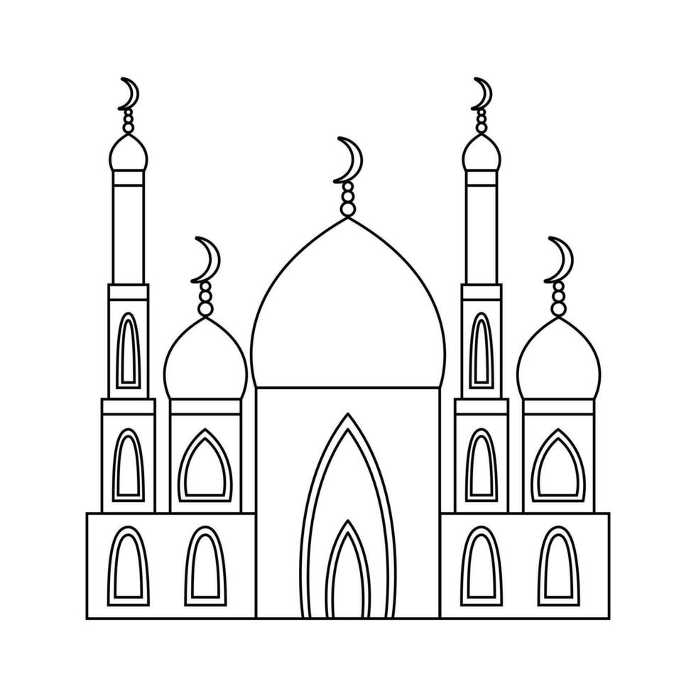 Muslim mosque line art vector icon