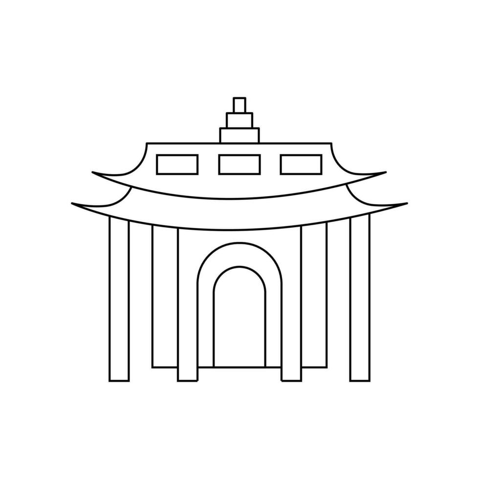 Buddhist temple traditional vector line icon