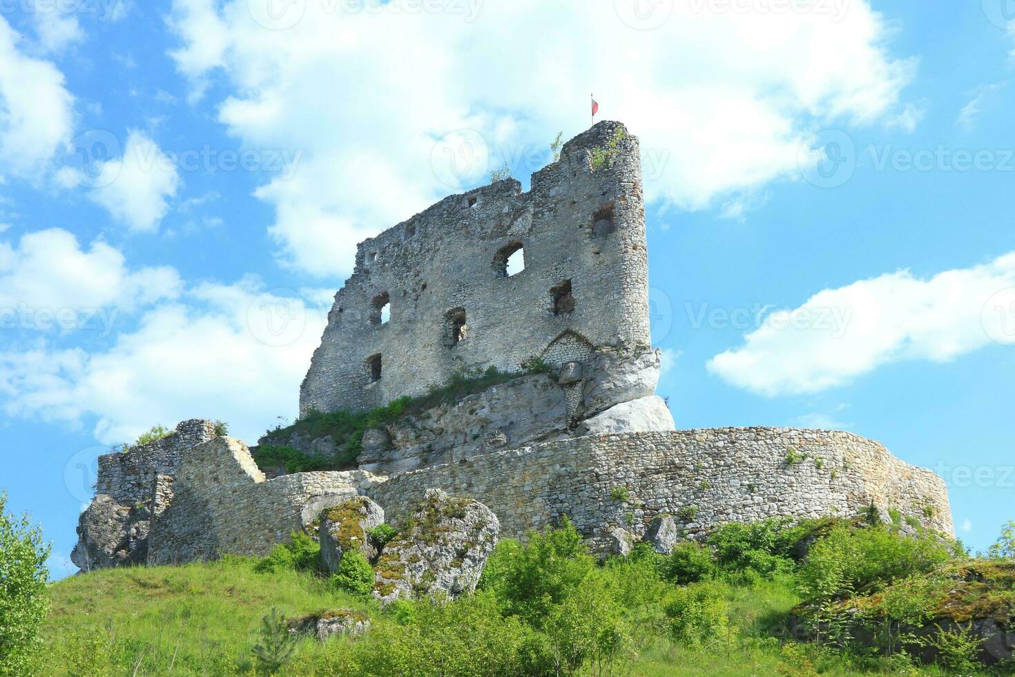 Made from white stone fortress Mirow in Poland photo