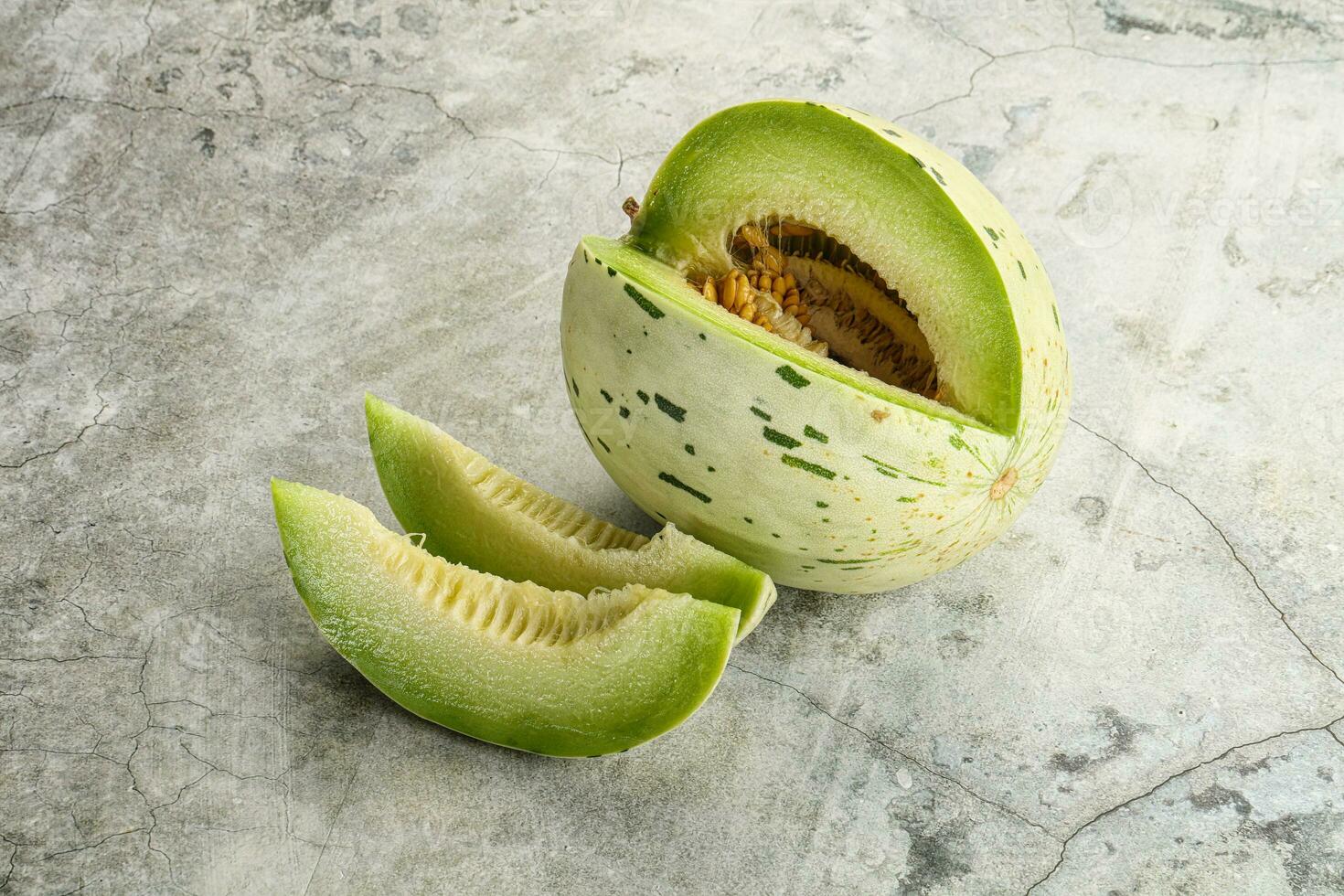 Ripe sweet and juicy dalmatian melon photo