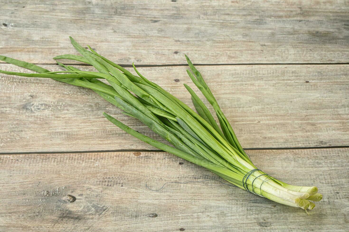 Raw young green onion heap photo