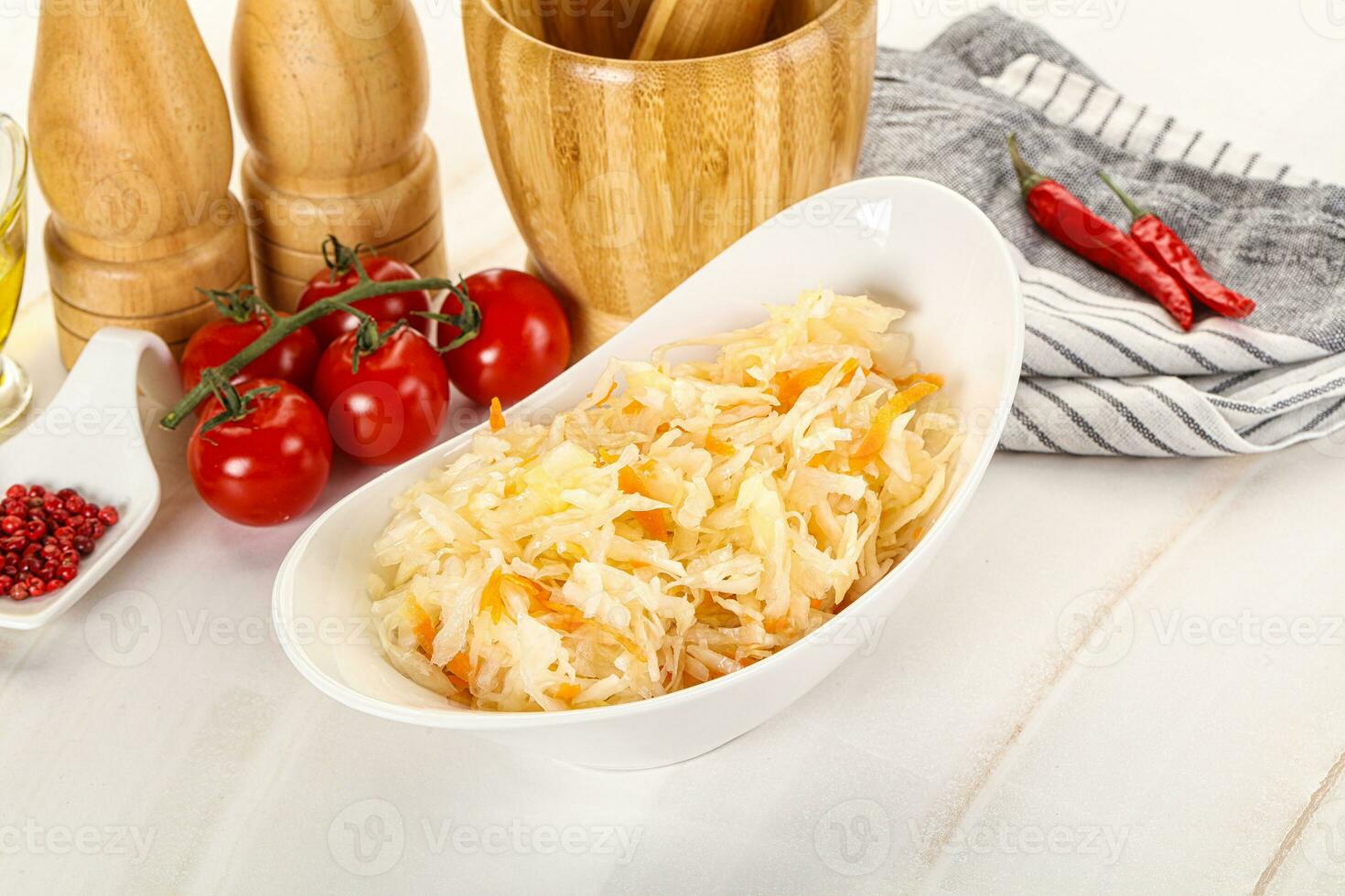 Homemade fermented cabbage Sauerkraut photo