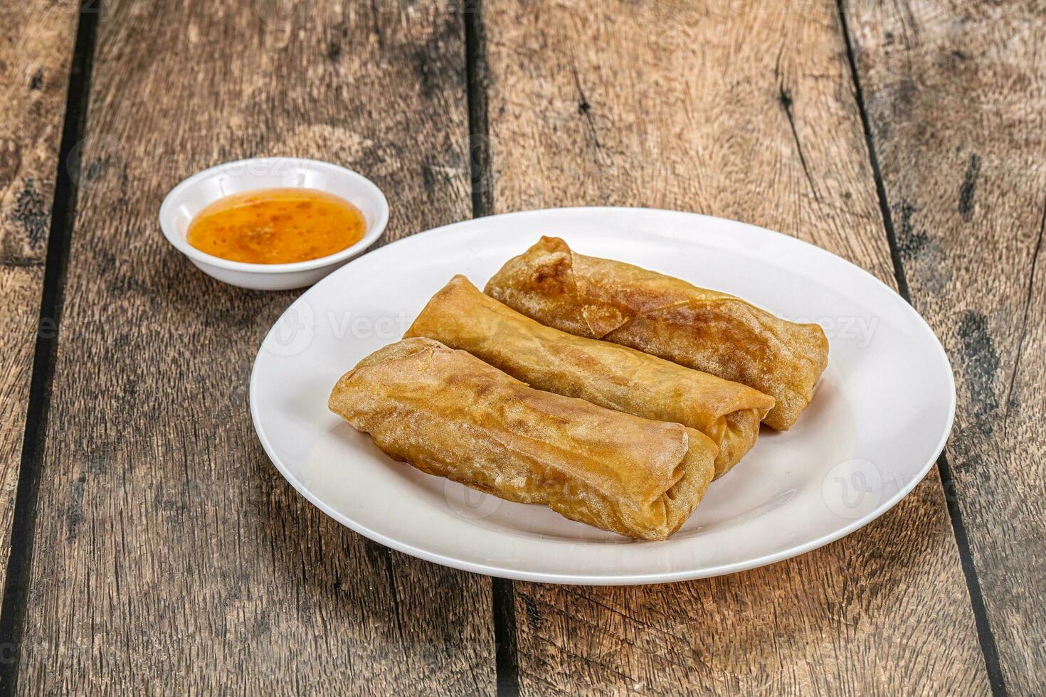 Traditional crispy fried stuffed springroll photo