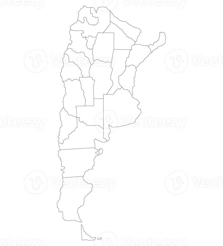 Argentina map. Map of Argentina in administrative regions in white color png
