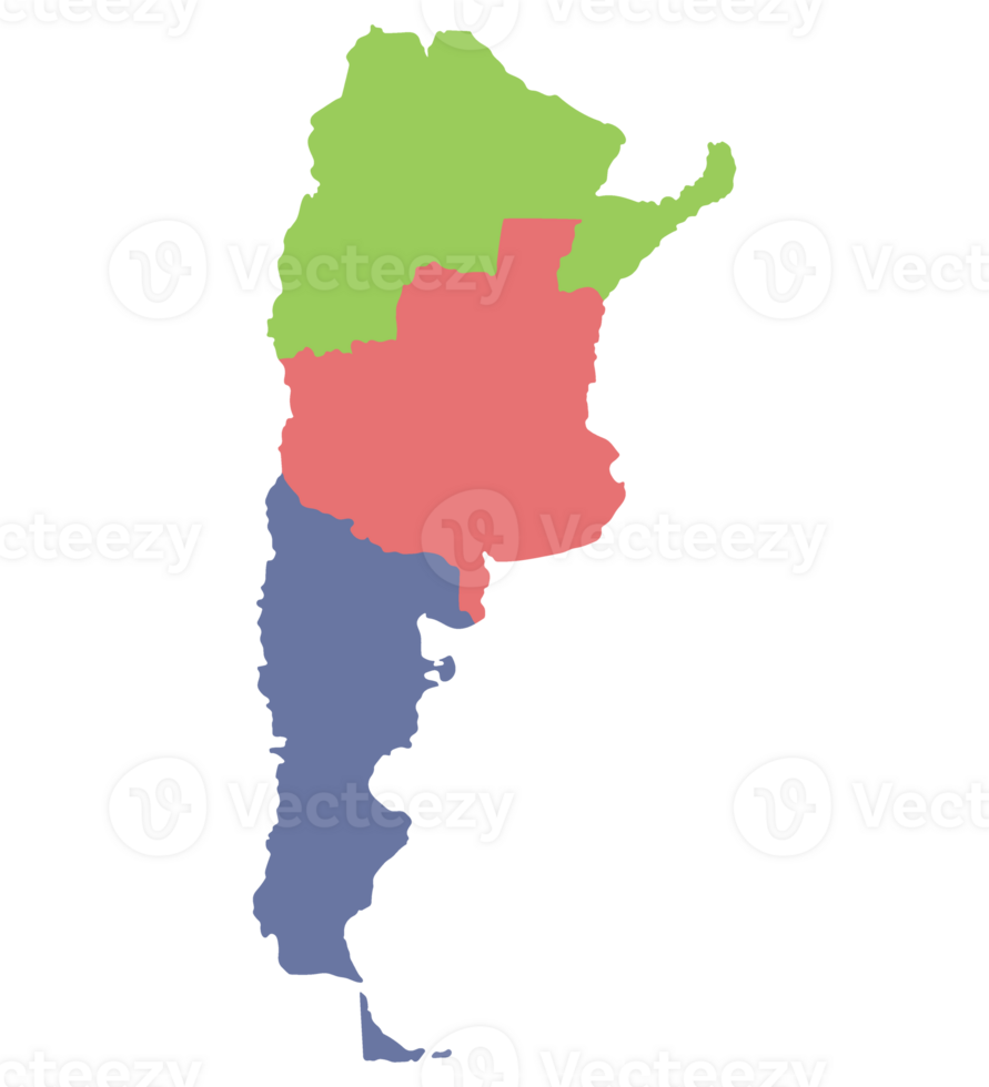 Argentina map. Map of Argentina in three main regions png