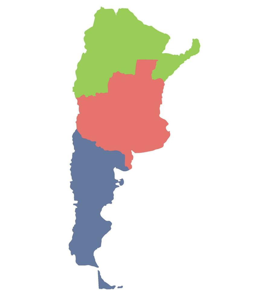 Argentina map. Map of Argentina in three main regions vector