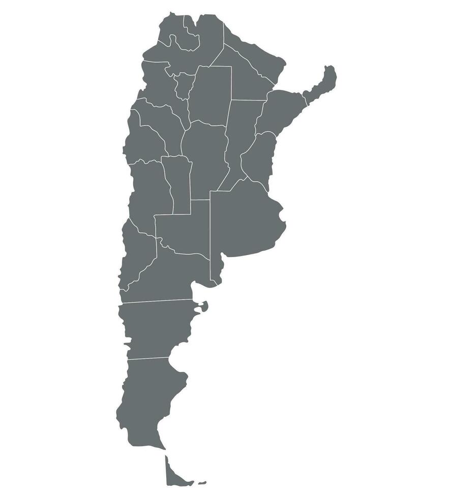 Argentina map. Map of Argentina in administrative regions in grey color vector