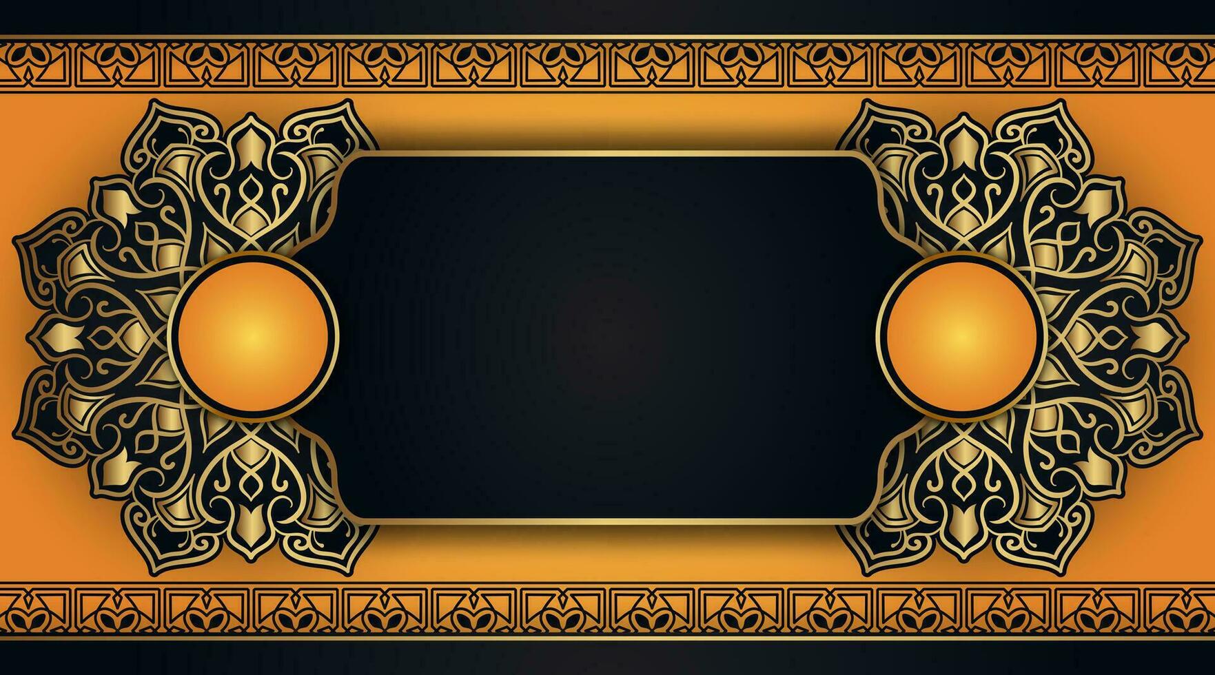 Luxury Yellow and Black Background, with Gold Mandala vector