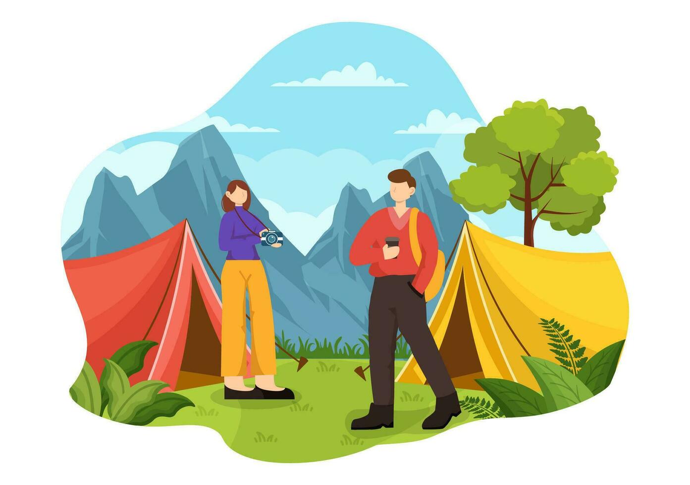 Outdoor Activity Vector Illustration with Relaxing on a Picnic, Leisure Activities at Weekend and Active Recreation in Flat Cartoon Background Design