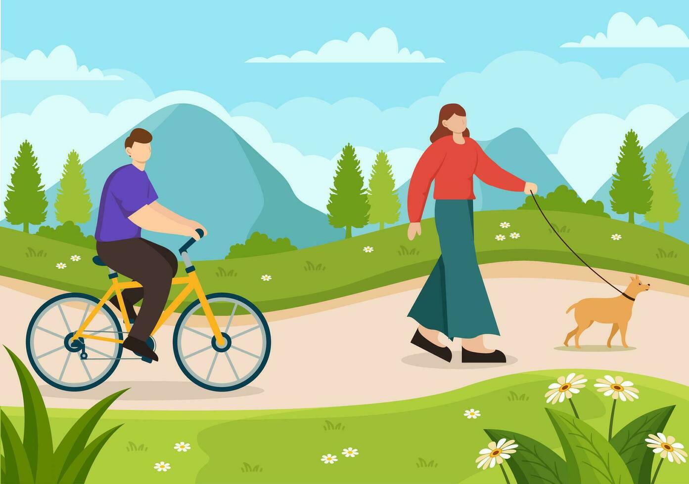 Outdoor Activity Vector Illustration with Relaxing on a Picnic, Leisure Activities at Weekend and Active Recreation in Flat Cartoon Background Design