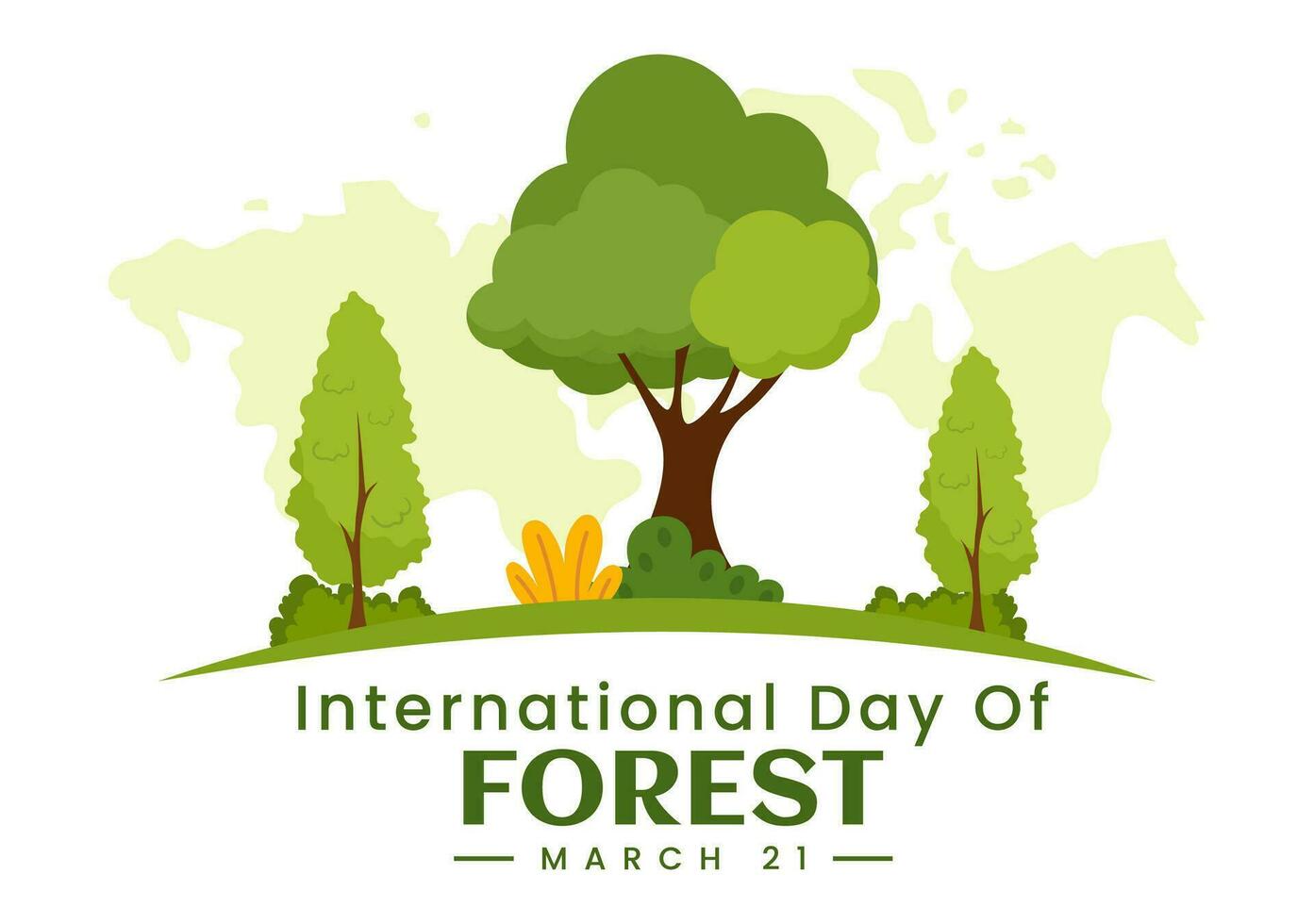 International Forest Day Vector Illustration on 21 March with Plants, Trees, Green Fields and Various Wildlife to Economic Forestry in Background