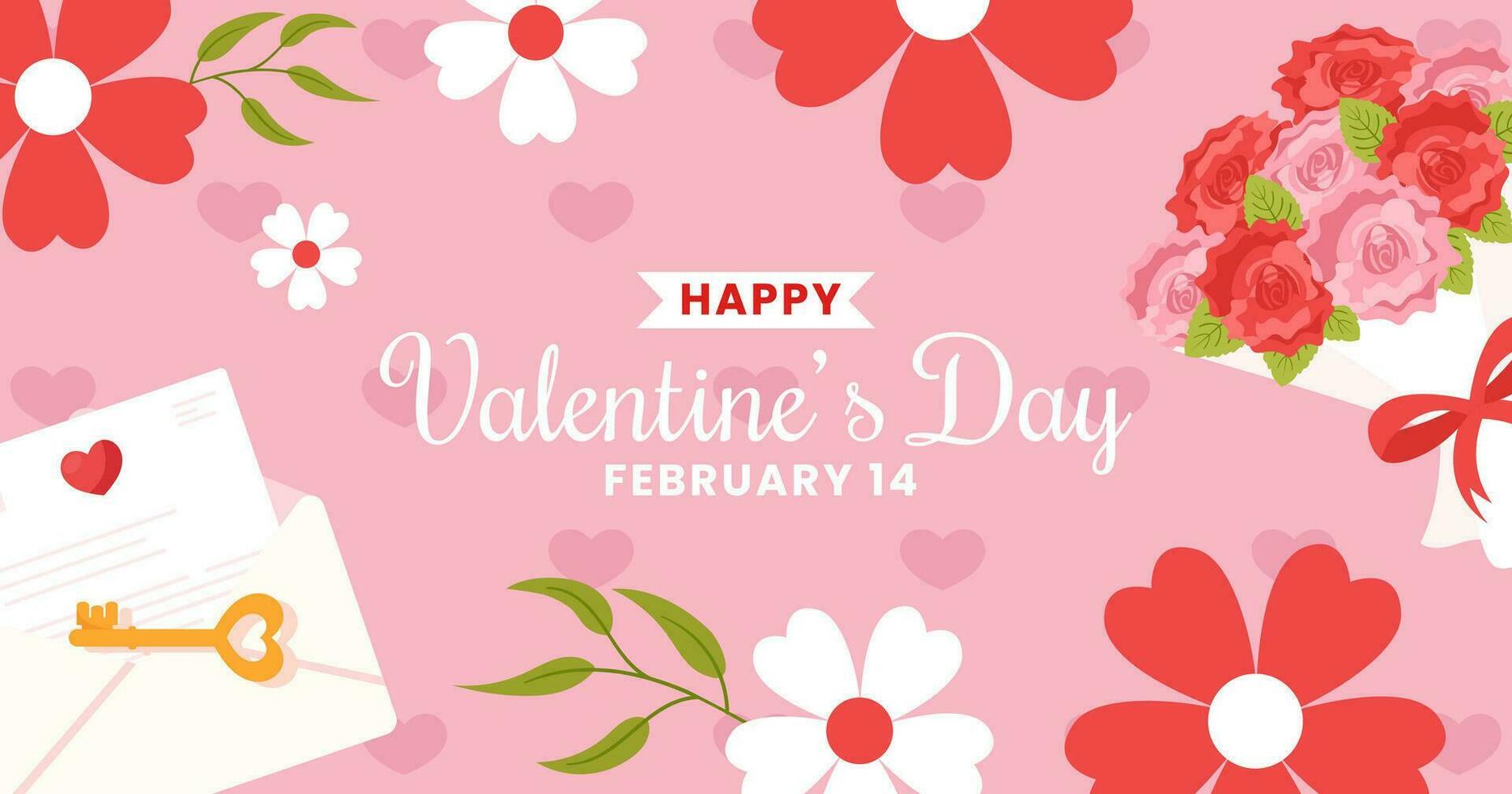 Happy Valentine's Day Post Flat Cartoon Hand Drawn Templates Background Illustration vector