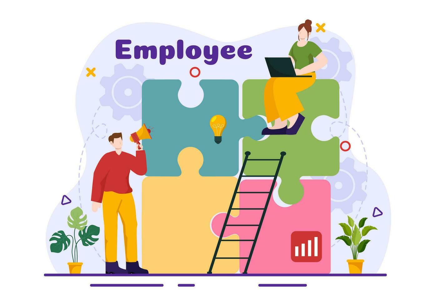 Employee Vector Illustration with Business Team and Productivity Hold a Meeting to Common Goals and Success with Company in Flat Cartoon Background