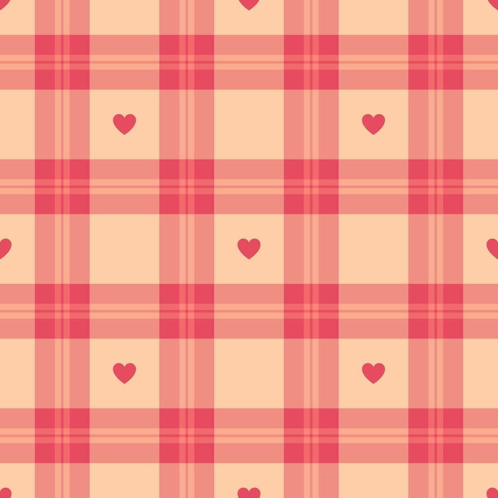 Fabric tartan background of check seamless texture with heart and pattern plaid textile vector. vector