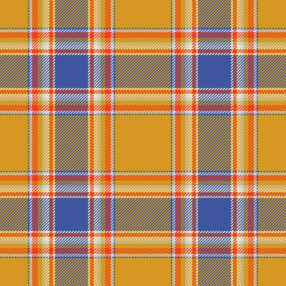 Plaid seamless pattern in orange. Check fabric texture. Vector textile print.
