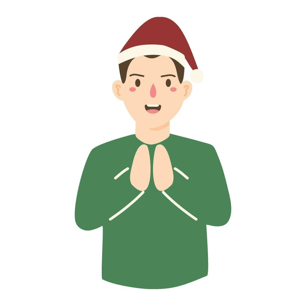 christmas with praying expression vector