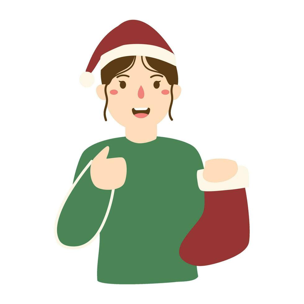 happy got a gift in christmas sock vector