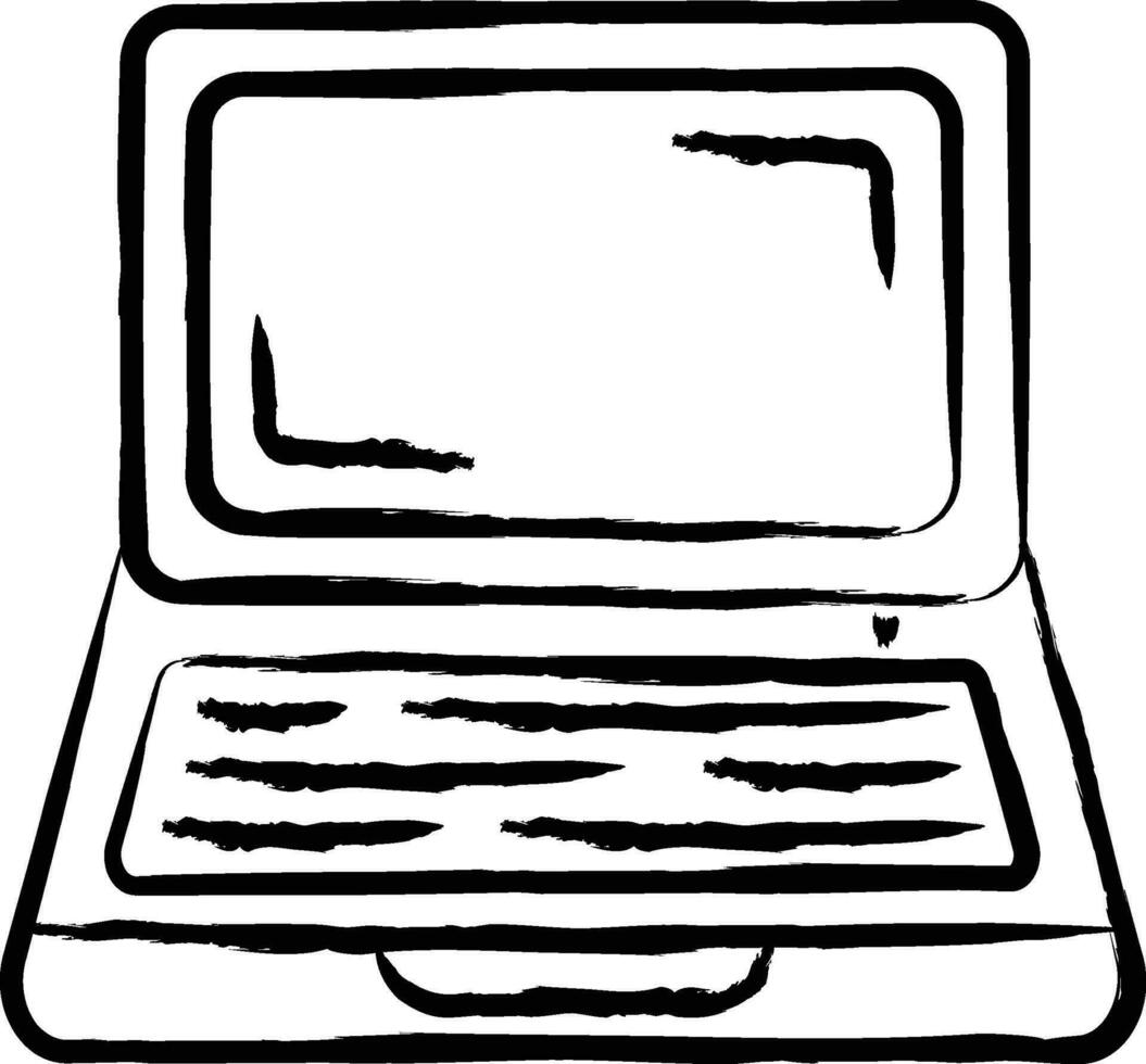 Laptop hand drawn vector illustration