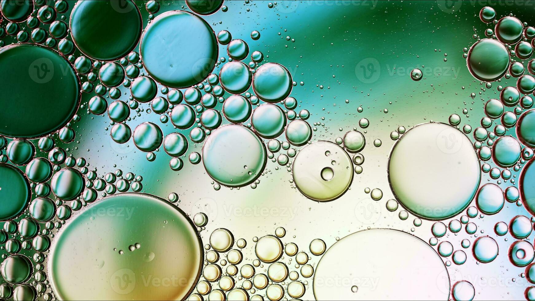 Abstract Colorful Food Oil Drops Bubbles and spheres Flowing on Water Surface photo