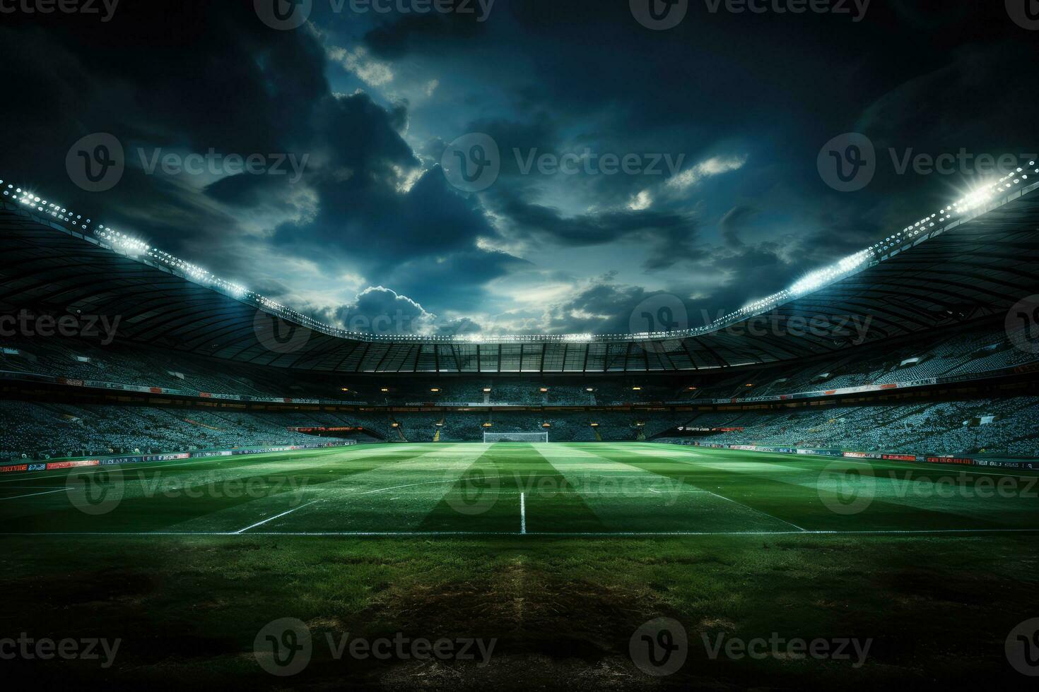 AI generated football stadium at night photo