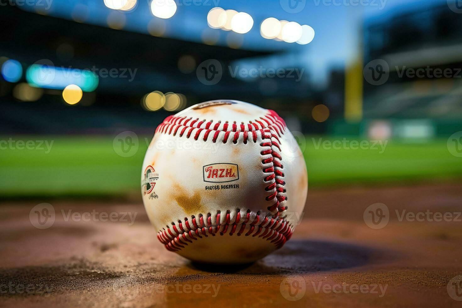 AI generated sport stadium with baseball ball at night backdrop for background advertisement photo