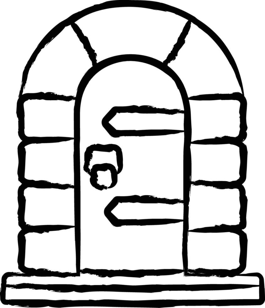 Castle door rectangle hand drawn vector illustration