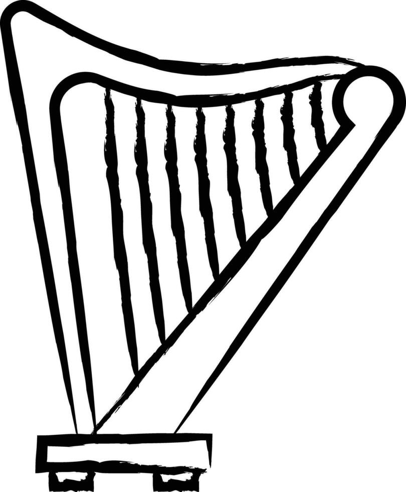 Harp hand drawn vector illustration