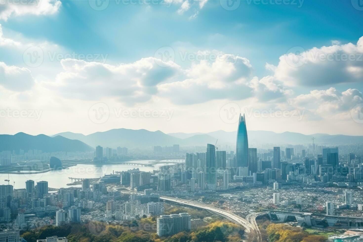 AI generated architecture building exterior in taipei city photo