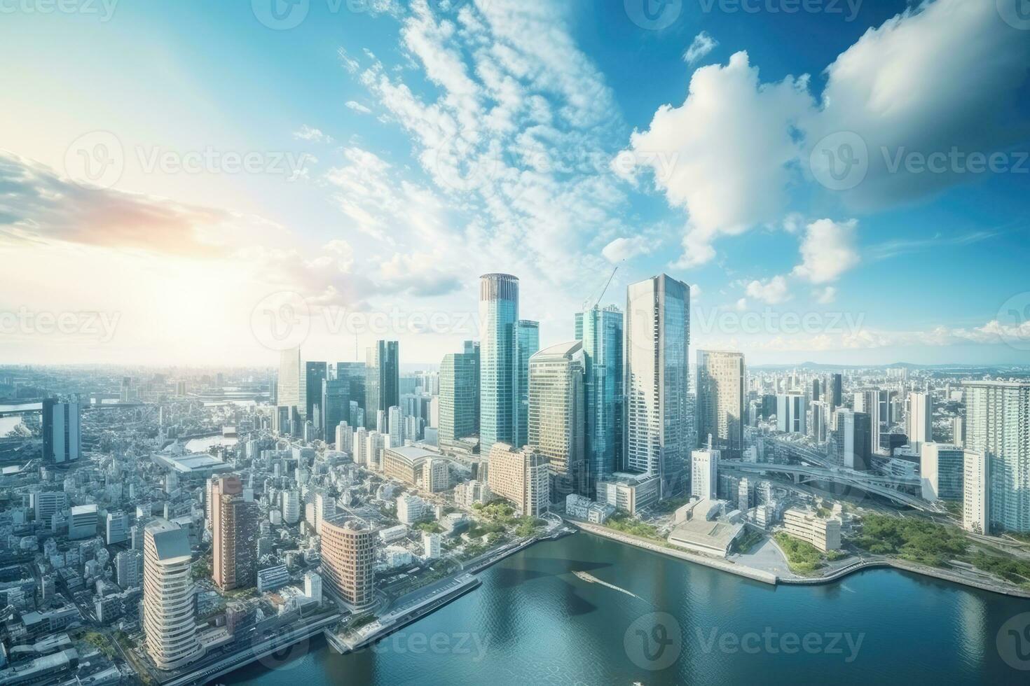 AI generated architecture building exterior in taipei city photo