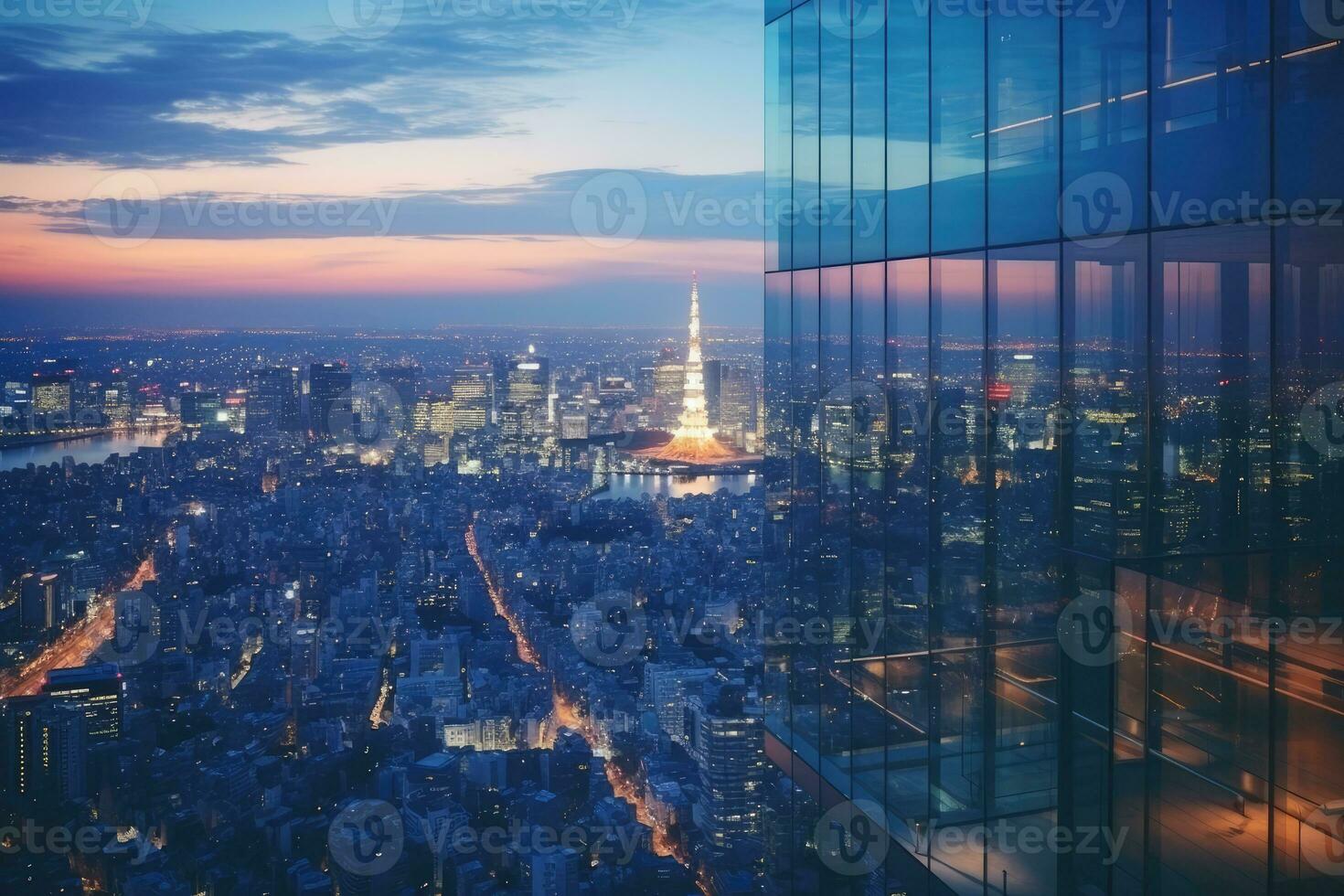 AI generated architecture building exterior in taipei city photo