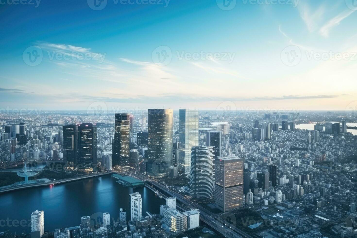 AI generated architecture building exterior in taipei city photo